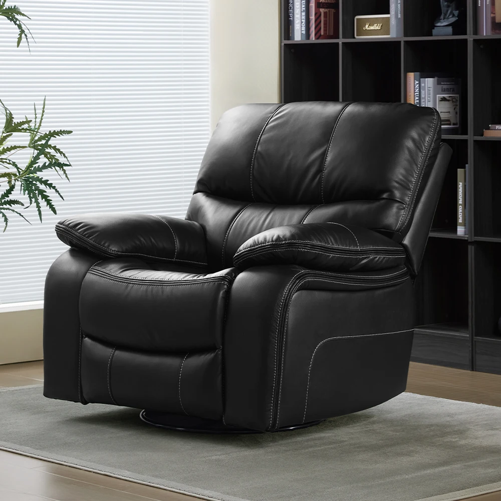 Sans Sillas Reclinables Breathable Leather Manual Recliner With Overstuffed Arm