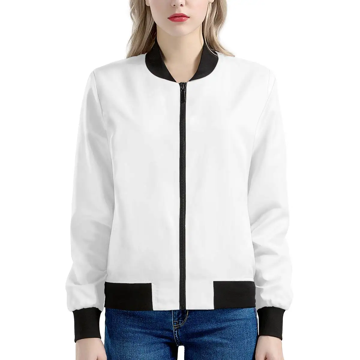 Wholesale Price Women White Bomber Jacket Zeta Phi Beta Pearls Pattern Custom Girls Jacket Crop Bomber Jacket Women