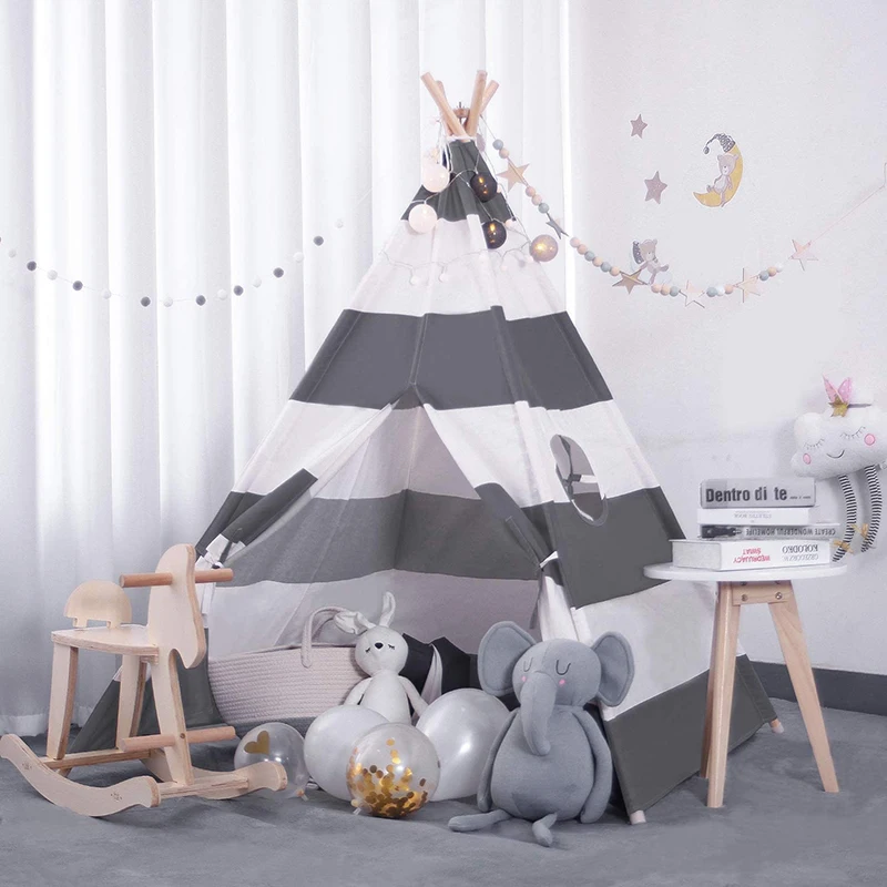 Cotton Canvas Toy Storage Camping Tent Indoor Teepee Outdoor Play Tent Kids