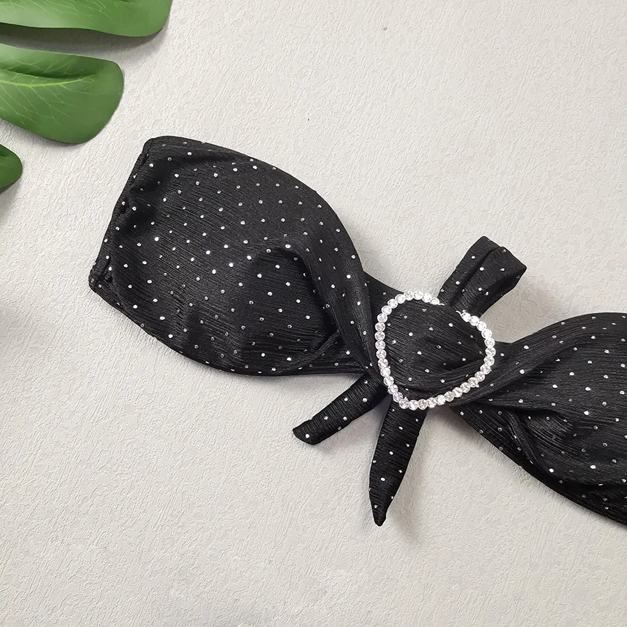 Fashion Dot Heart Diamonds 3PCS Swimsuit Rhinestone Luxury Swimwear Women Sexy Brazilian Bikini Set 2024