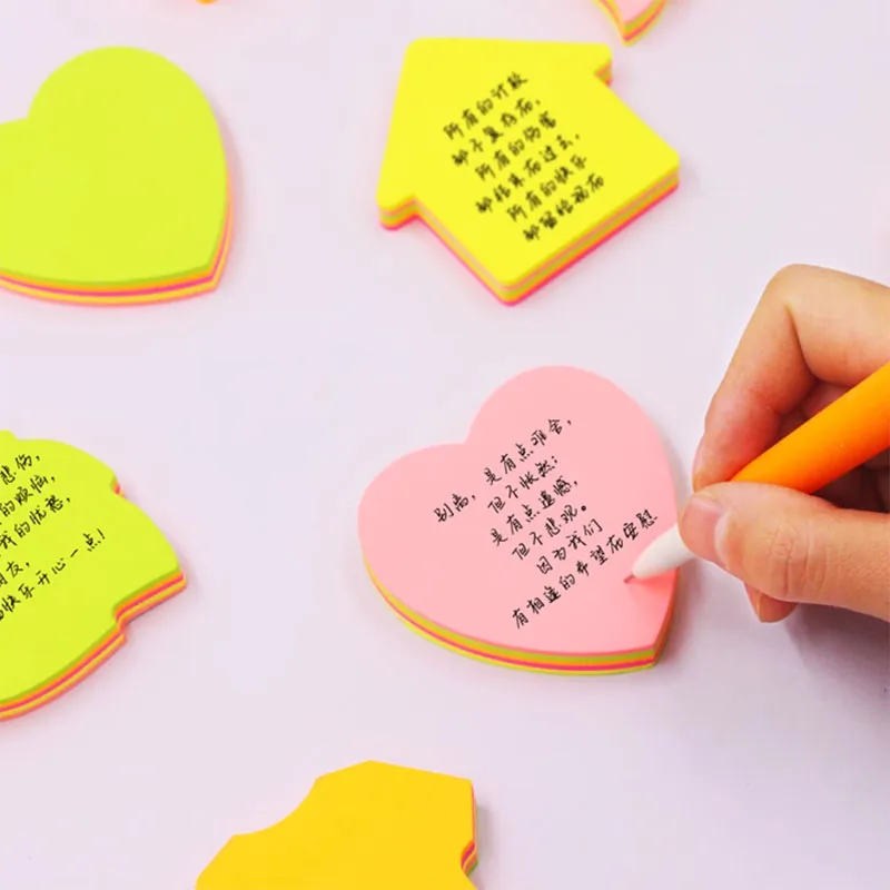 Hot selling wholesale custom logo kawaii shaped stationery die cut cute sticky notes custom shape