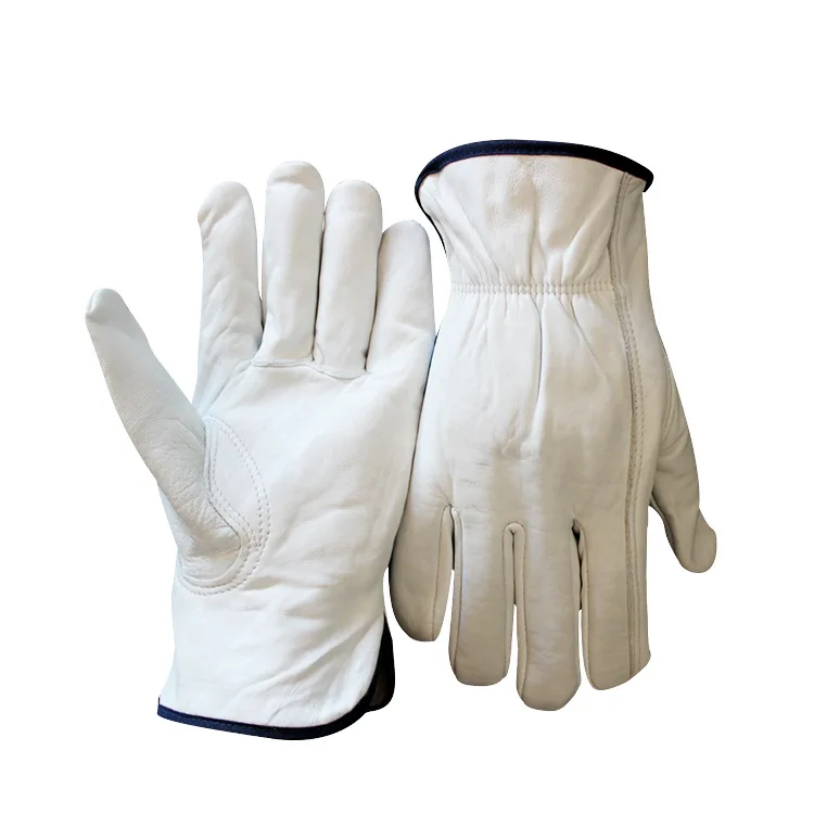 Grain Goat Leather Wing Thumb Gardening  White Yellow Driving Truck Worker 10 Inch Cowhide Leather Driver Gloves
