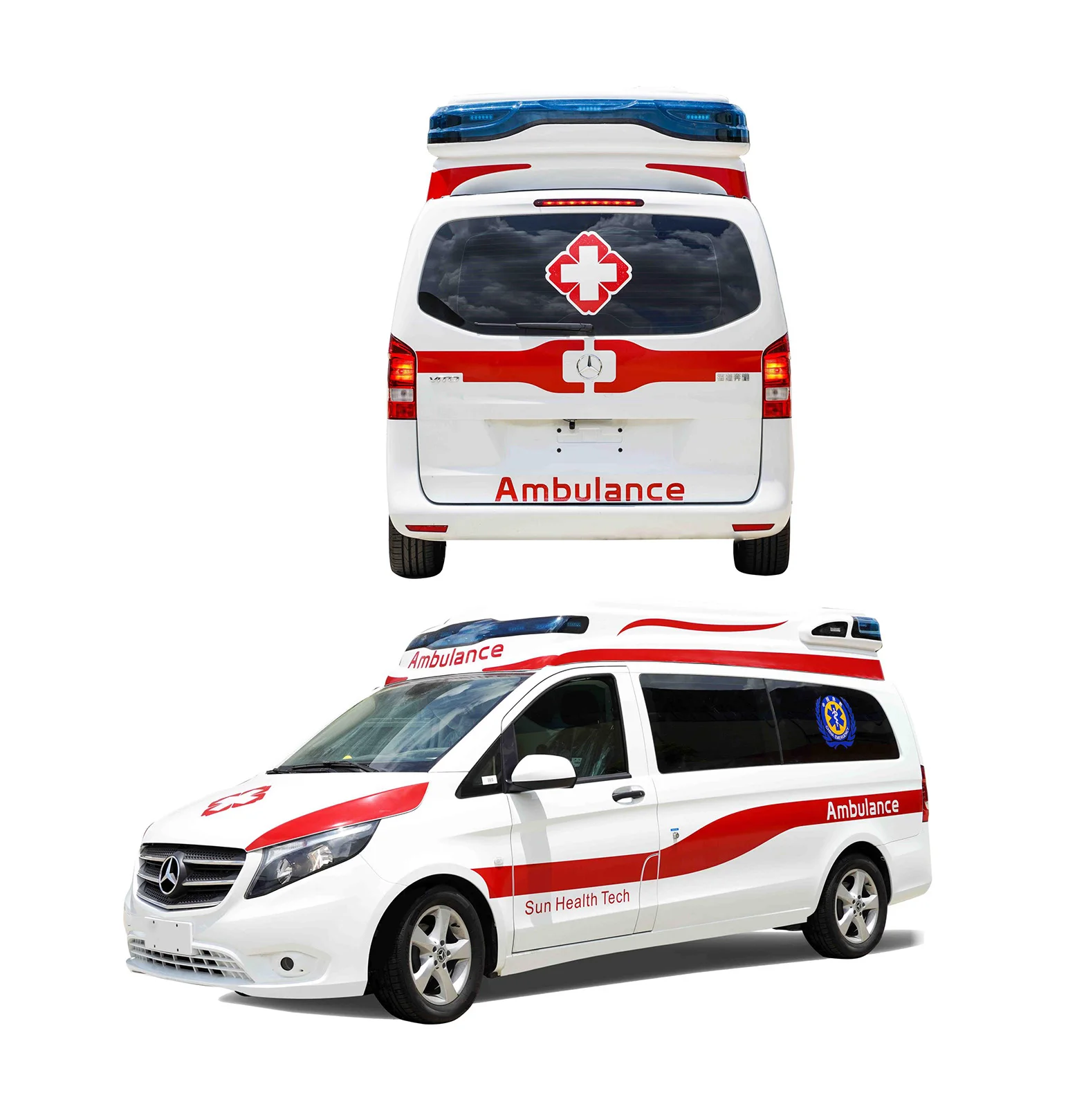 2024 Brand New Vito Emergency Medical Hospital ICU Monitoring Ambulance Vehicle with Integrated ABS Interior Ambulance Car