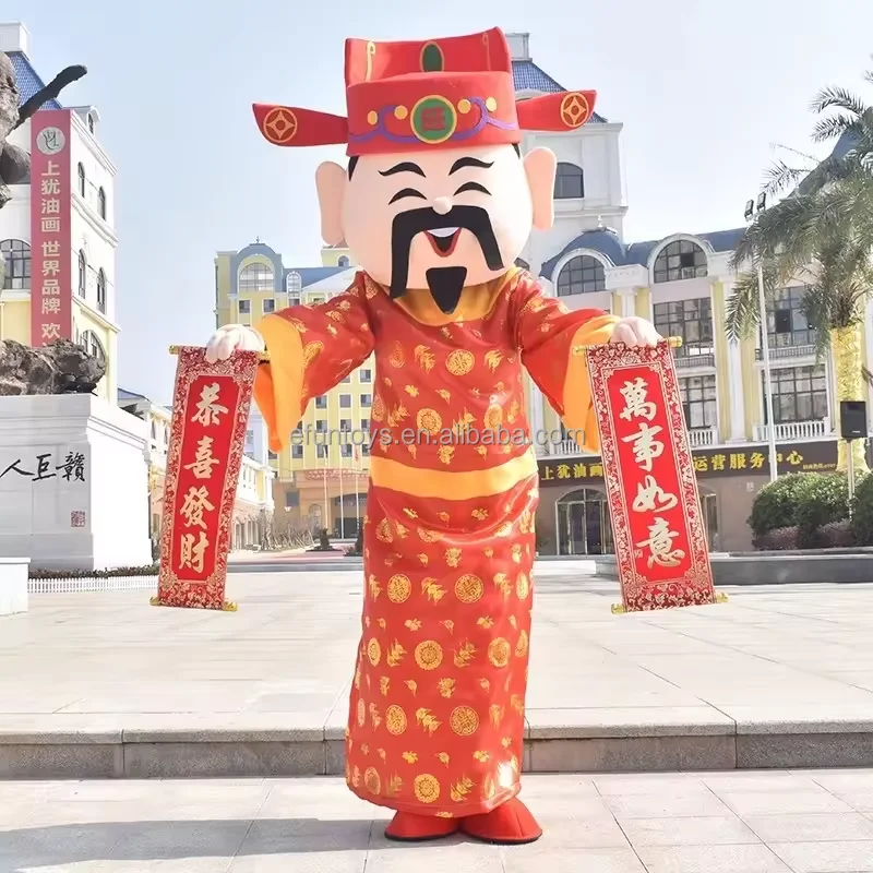 Efun 2025 chinese new year fu lu shou God of Fortune Mascot Costume adult Chinese new year God of Fortune mascot costume