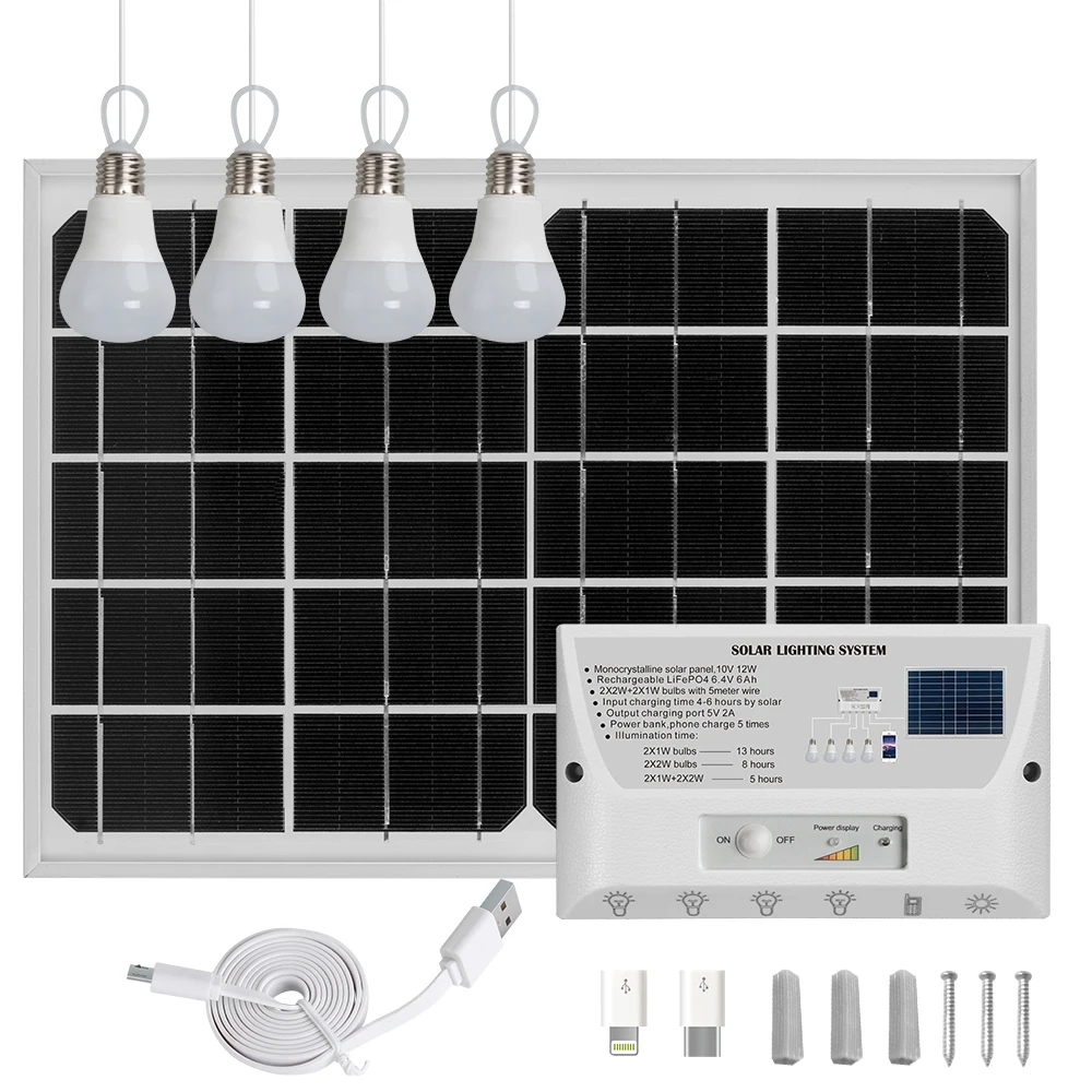 Most wanted products Monocrystalline 10V 12W solar lighting system for home