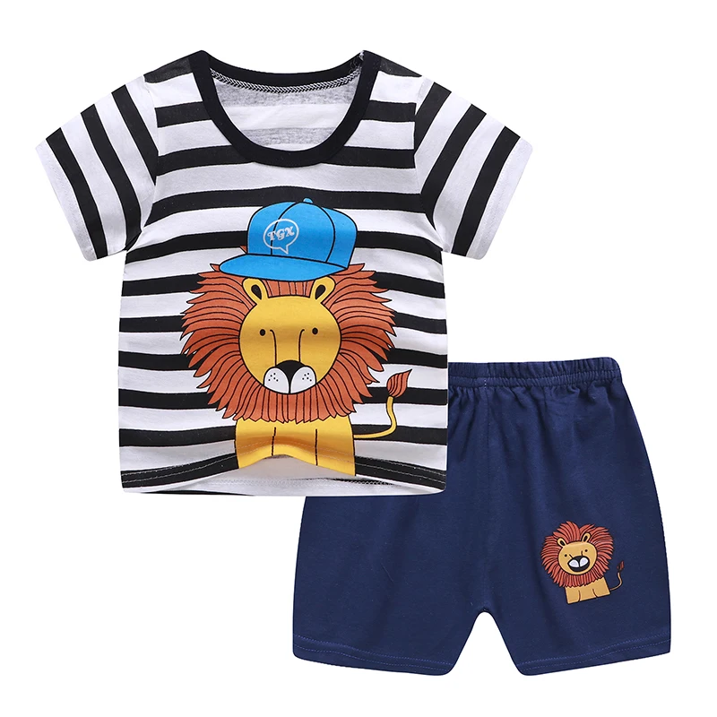Boys Clothings Sets  Kids boutique 2 Pcs Pure Cotton Short Sleeve Children Clothes Suit Summer Baby Clothings