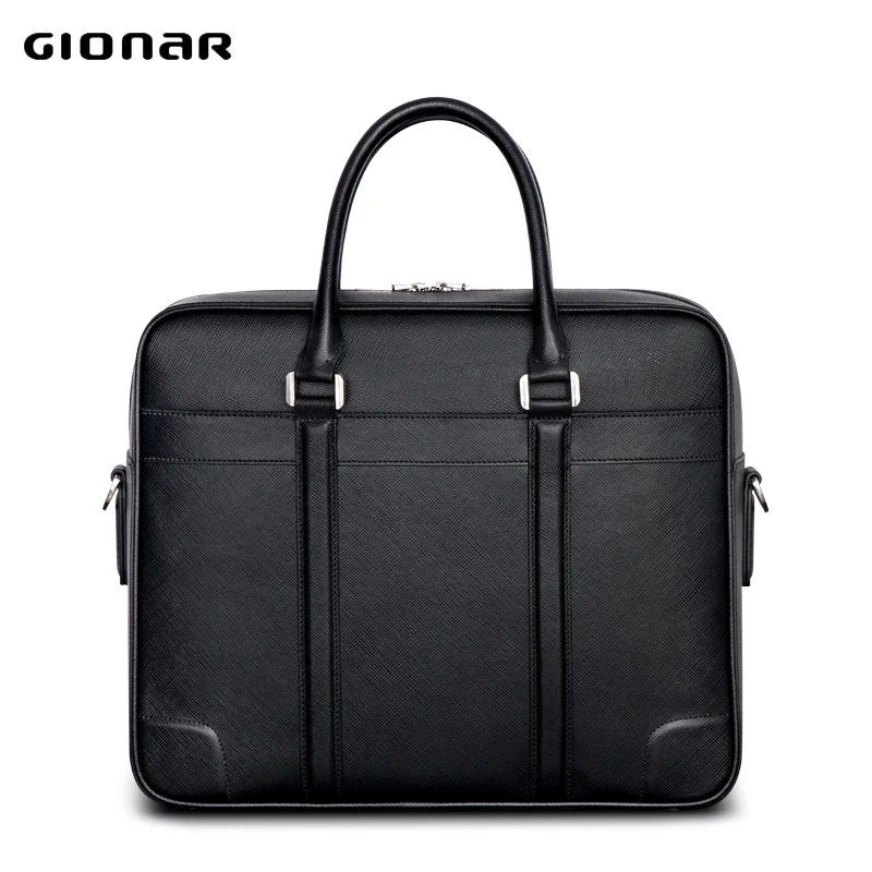 Fashion Brand Design Genuine Leather Men Briefcase Saffiano Laptop Handbag for Business