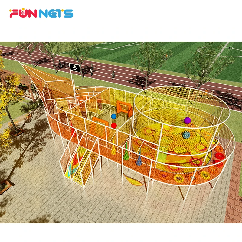 Детский воздушный канат-лабиринт для игр на открытом воздухе