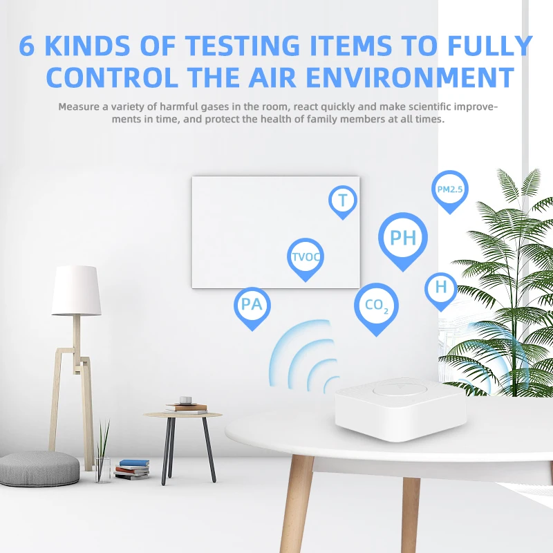 Tuya Wifi PM2.5 TVOC CO2 Formaldehyde Detector Meter Indoor Air Pollution Sensor Air Quality Monitor