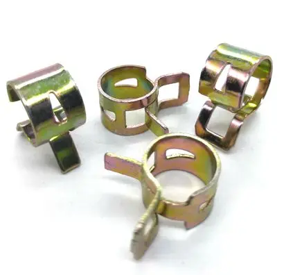 
yellow zinc plated spring 65mn galvanized Liquid gas mini fuel line hose tubing spring clips 