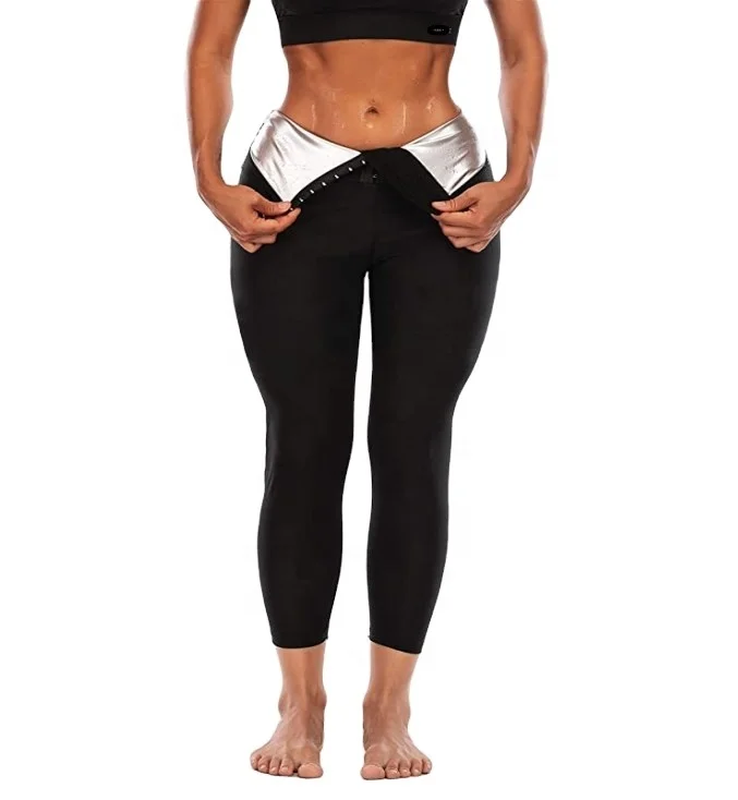 Heat-trapping Polymer Fabric Waist Trainer Leggings Long Pants for Weight Loss Sweat Sauna High Waisted Compression leggings