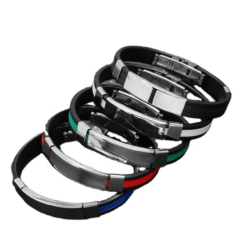 5 Color Titanium Steel Stainless Steel Accessories Man Bracelet High Quality Silicone Bracelet For Man Gift Jewelry