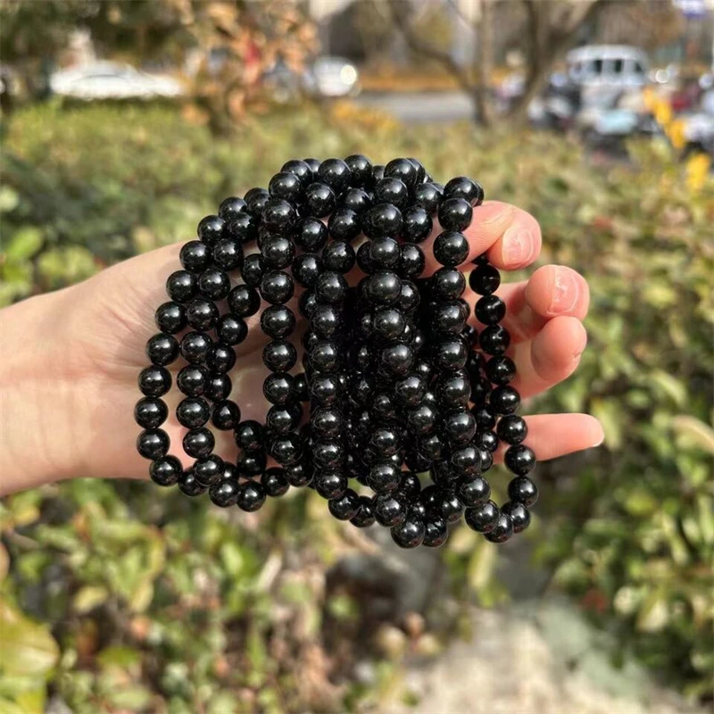 Wholesale Healing Crystal Energy Quartz Chakras Bracelets 8mm Bead Halloween Jewelry Black Obsidian for Sale