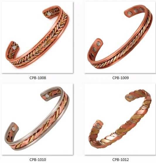 Wollet Antique Twisted Braided Wide Cuff Magnetic Therapy Pure Copper Bangle Bracelets
