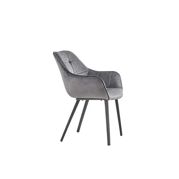 Hot sale restaurant furniture free samples modern simple colorful fabric / velvet dining chair with metal legs