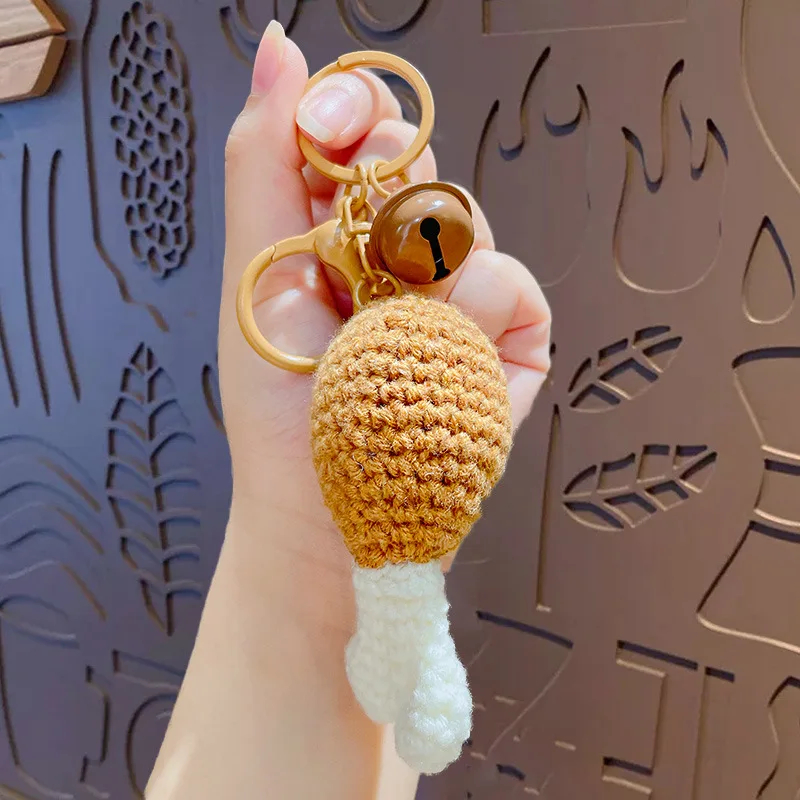 Creative Plush Knitted Burger Coke Keychain Pendant Cute French Fries Ice Cream Plush Keychain Bag Accessories Wholesale