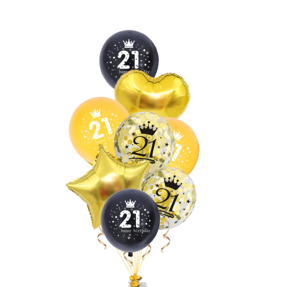 Hot Sale 18 21 30 40 50 60 Years Old Birthday Crown Latex Balloon Supplies Wholesale Happy Birthday Party Decorations
