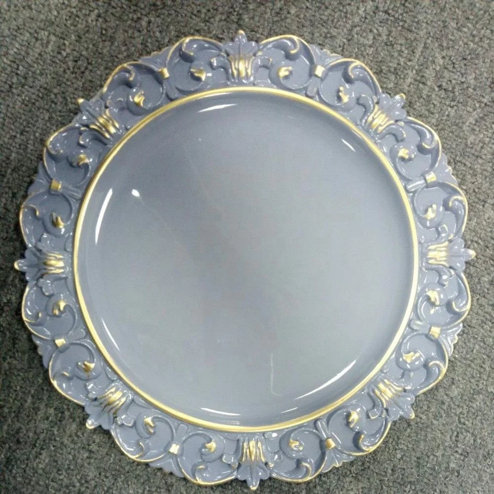New style charger plates plastic wedding plates with gold