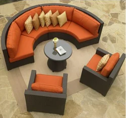 Round shape outdoor balcony PE rattan furniture sofa sets