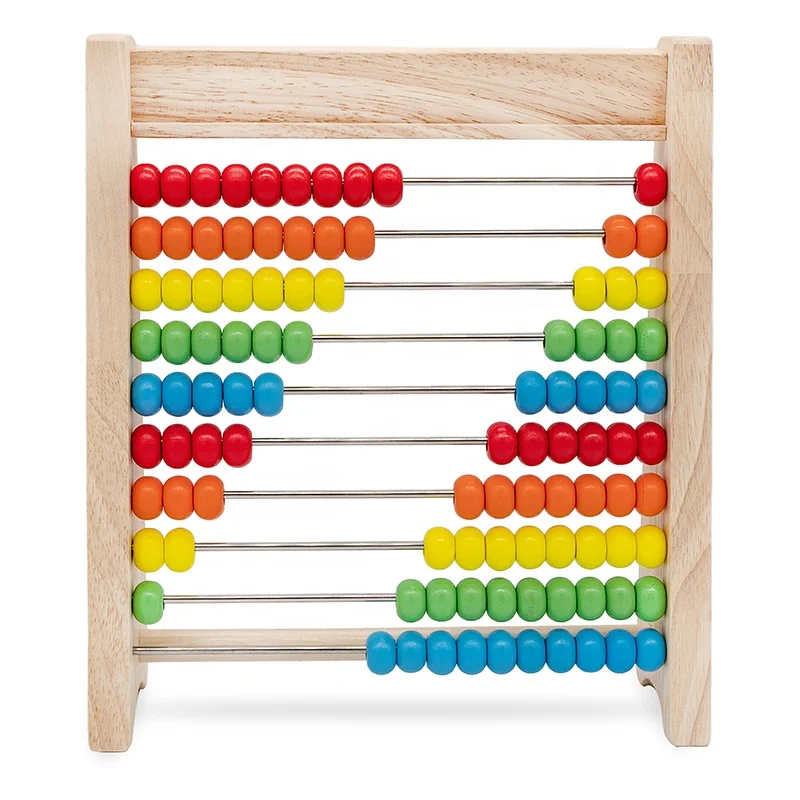 Wholesale New Design High-Quality Wooden Rainbow Abacus Frame Numbers Counting Colorful Calculating Beads Toys