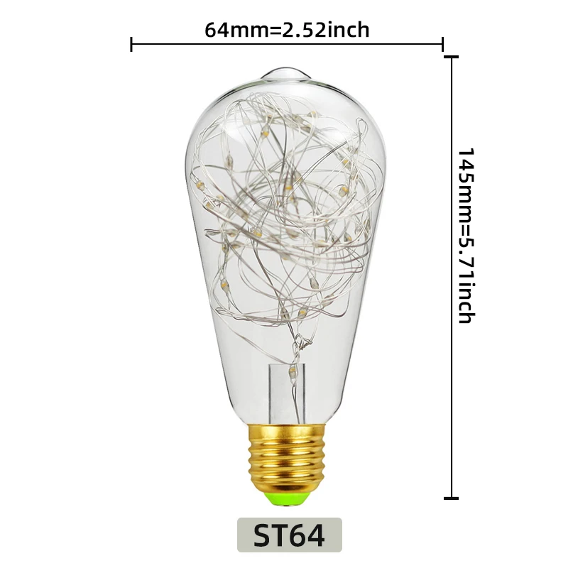
LED Copper Lamp ST64 1.5W Brass Base Optional Screw E26/E27/B2 Tea Green Environmental Protection Energy Saving 
