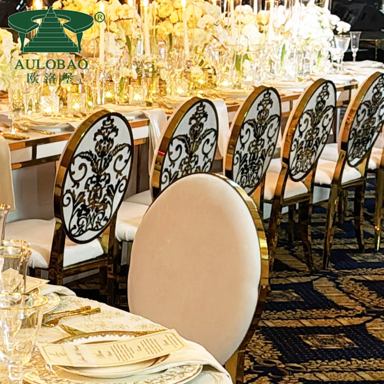 Luxury carve back stainless steel frame banquet wedding chair