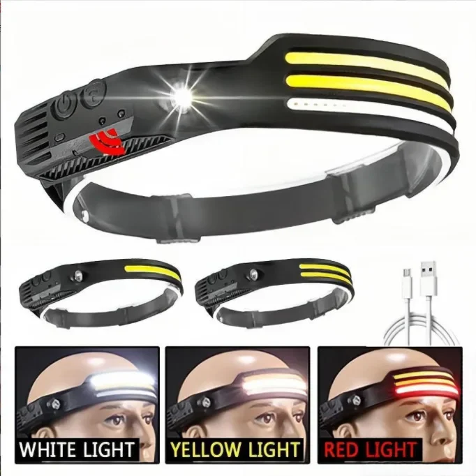 Mini multi-functional sensing led Headlamp Rechargeable COB Outdoor portable floodlight working bike Bicycle lamp