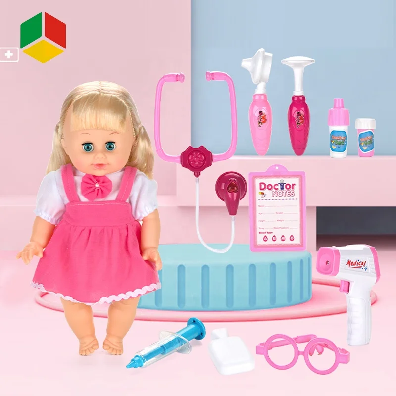 QS Toys Pretend Play Toy Children Medical Stethoscope Electrocardiogram Set Funny X-ray Doctor Role Play Set With Doll