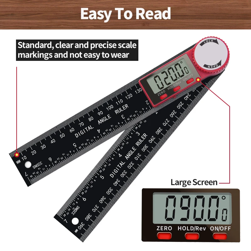 DITRON Angle Tool Goniometer Carbon Fiber Ruler Angle Gauge 200mm 300mm Plastic Digital Protractor Angle Finder