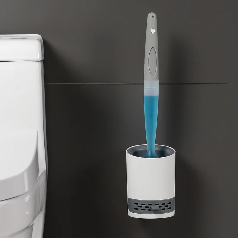 CF CTB06 Refillable Toilet Brush with soap Dispenser Bathroom Toilet Bowl Cleaner Brush Silicone Toilet Bowl Brush Holder Set