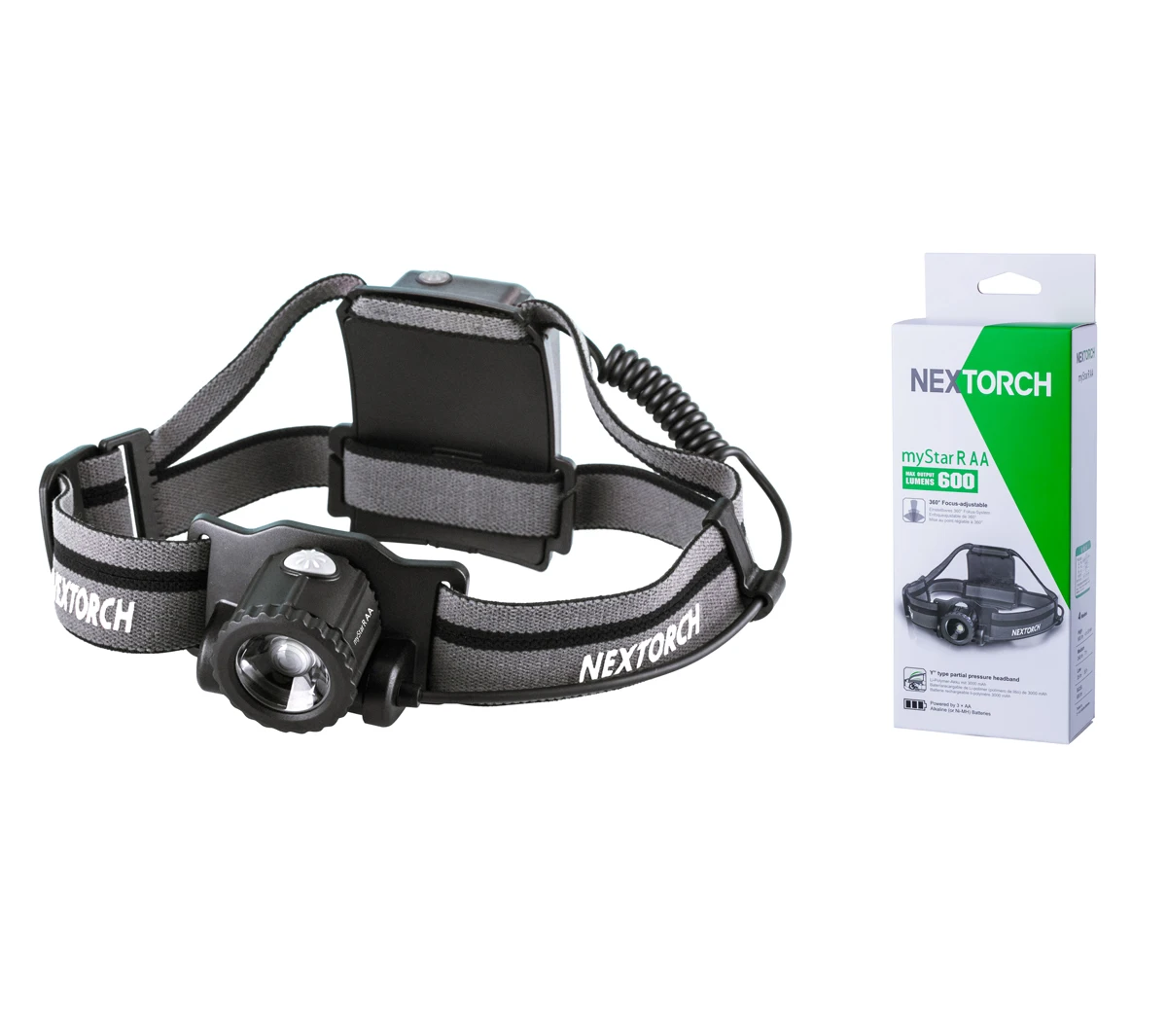 Nextorch MyStar R AA 600lm Ultra-bright Focus Beam Headlamp with Confortable Headband Headlamp