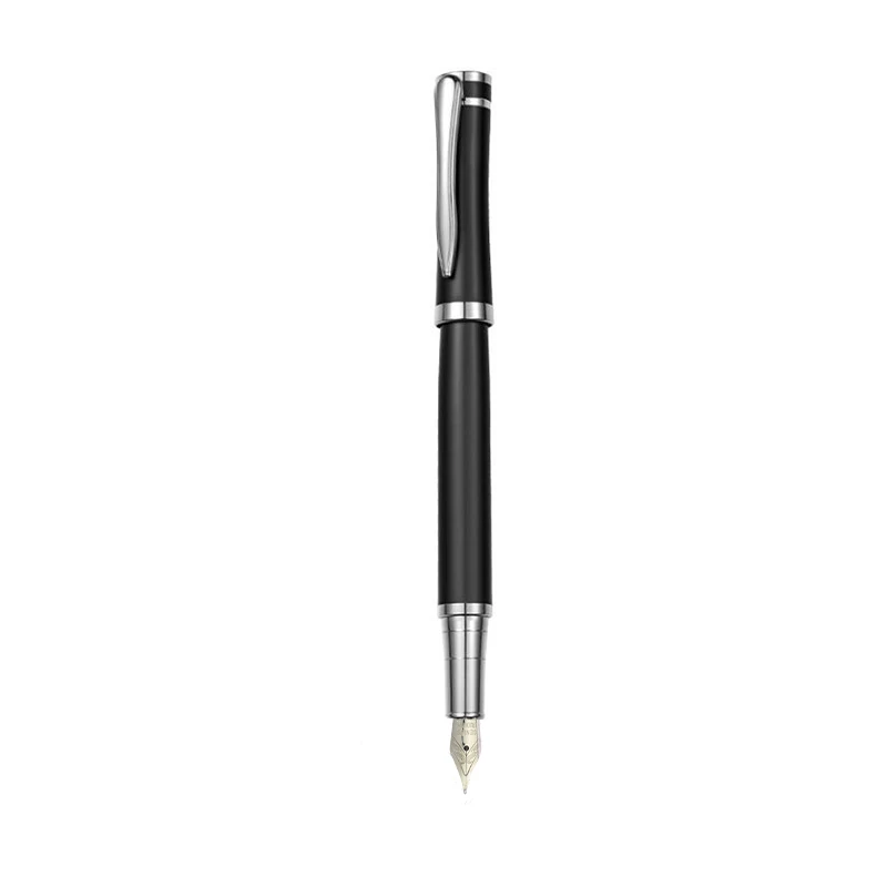 Promotion metal fountain pen custom logo smooth writing black fountain pen nibs