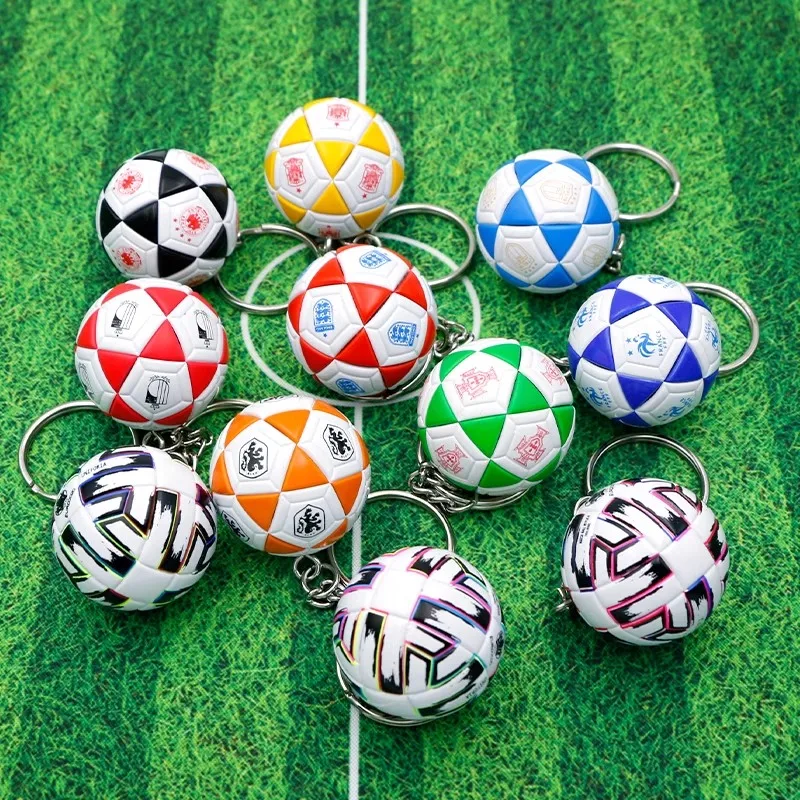Custom wholesale 3D soccer ball key chains hard plastic ABS football keychain