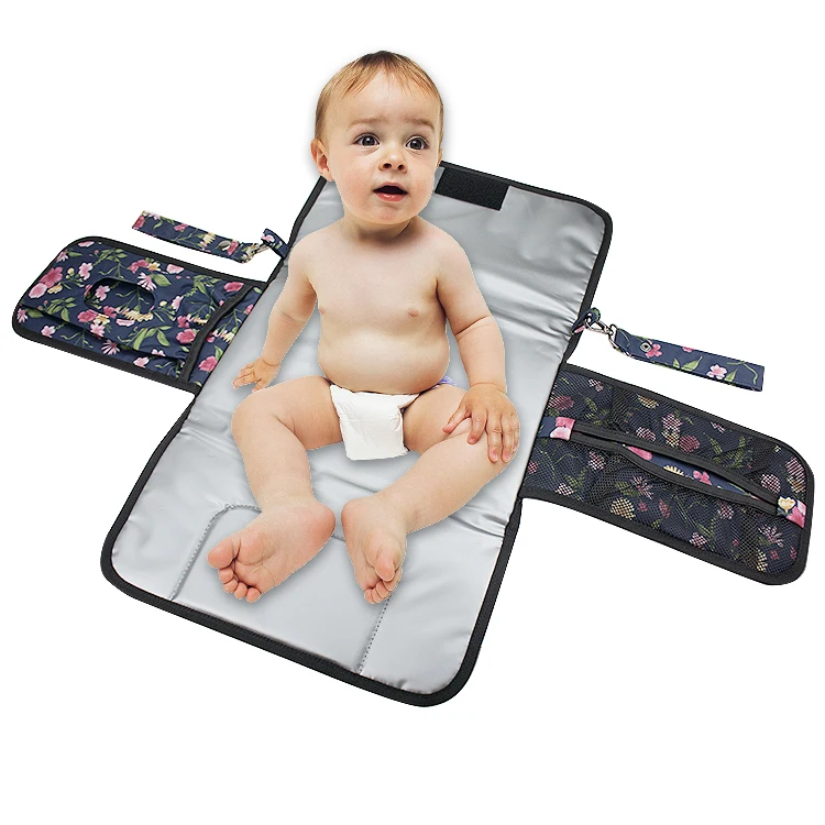 
Custom Printed Eco Friendly Mommy Tote Waterproof Diaper Mat Bag Portable Baby Changing Pad 