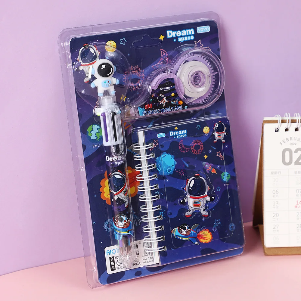 CHXN School supplies stationery suit correction tape student coil book thickened six color ballpoint pen in one