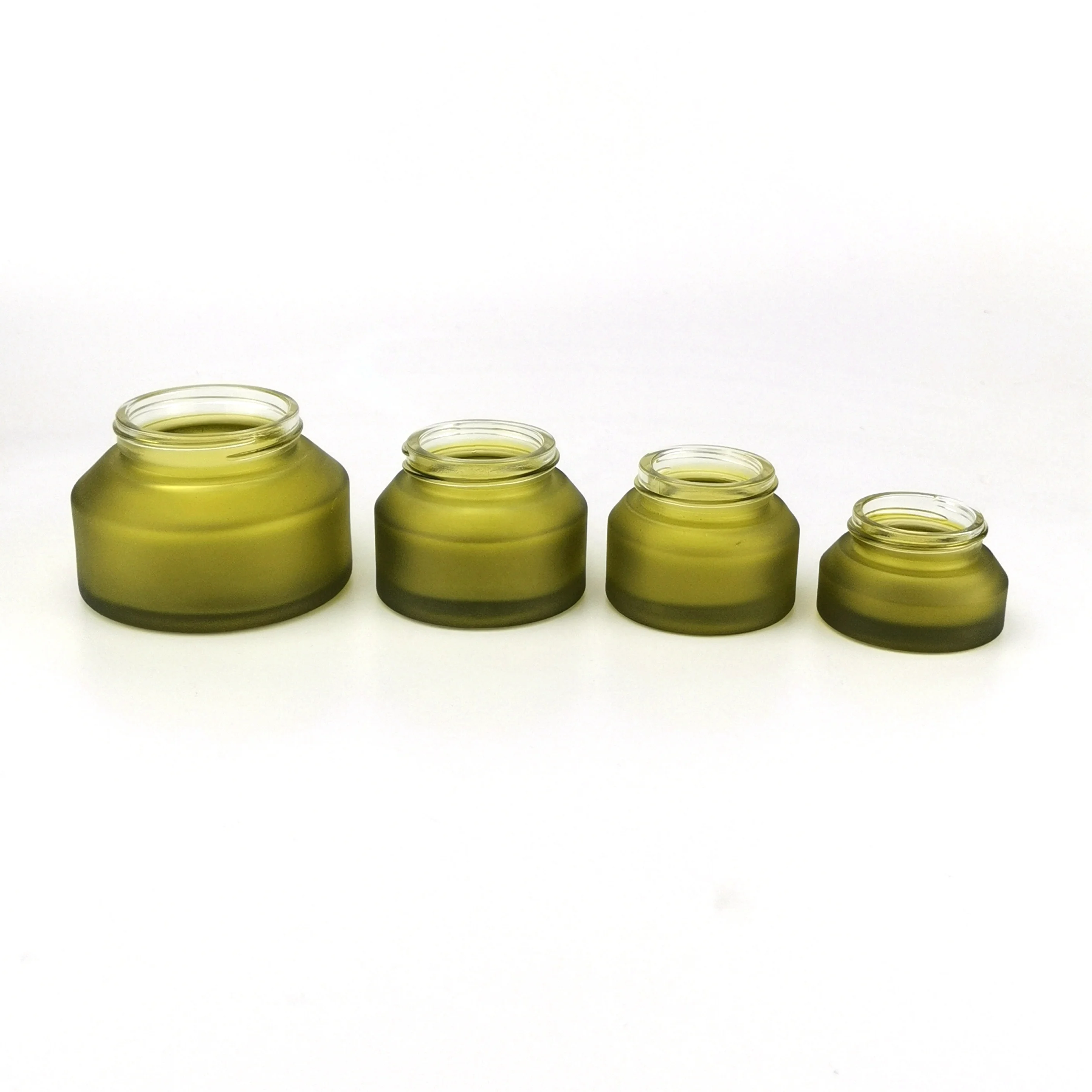 olive green glass jar face cream cosmetic container 15 g 30 gm  50 gm 100 gm glass jar with black lid