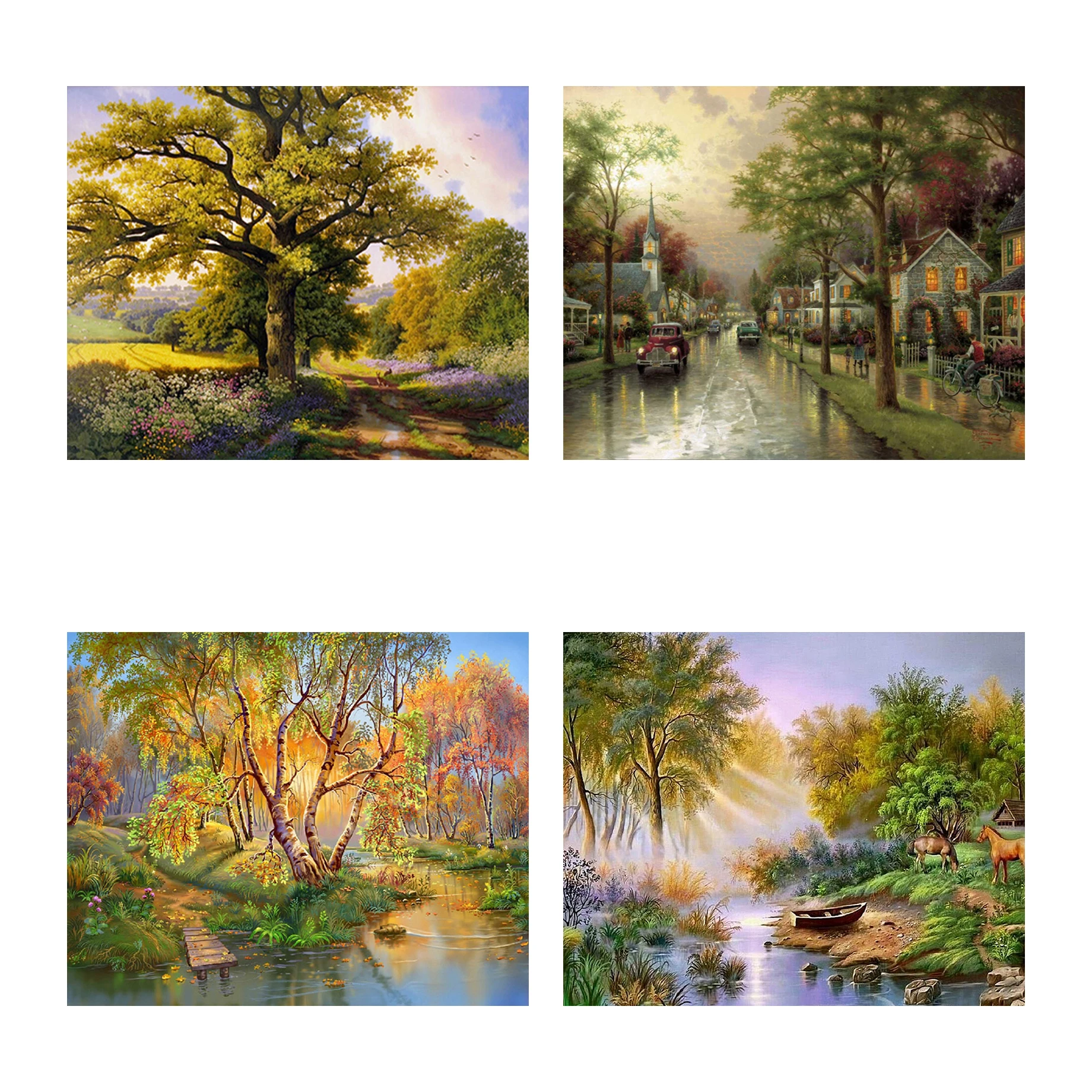 Полноразмерная/круглая Алмазная 5D картина «сделай сам», вышивка крестиком «всесезонное дерево», украшение для дома, настенные картины