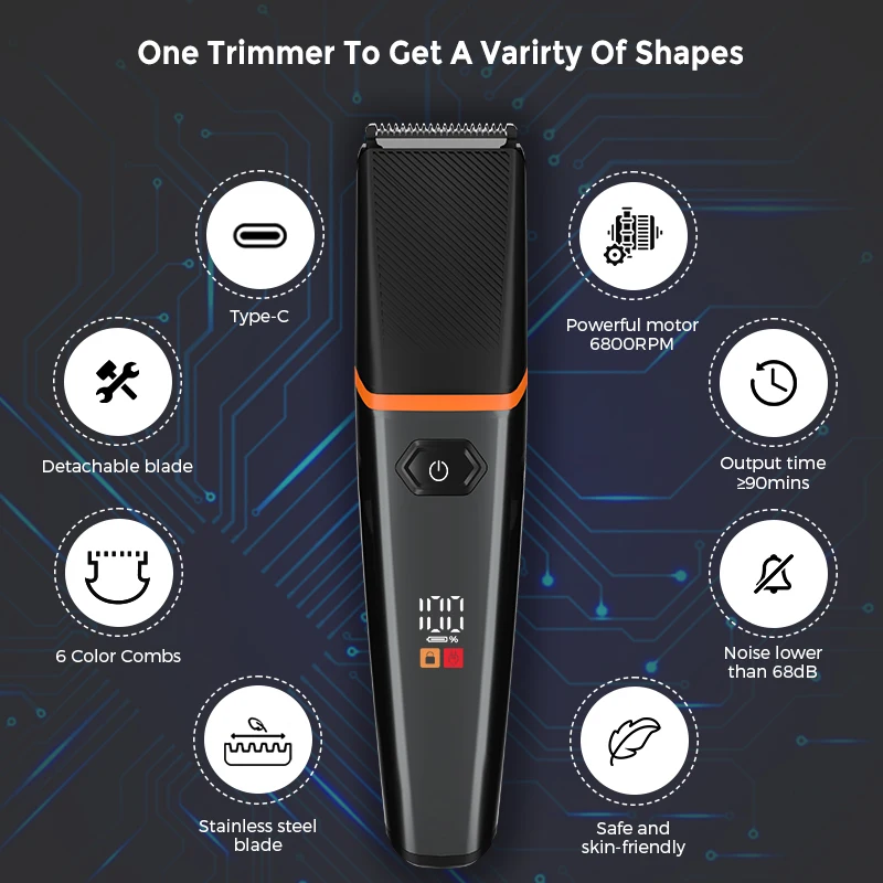 Rechargeable Electric Cordless hair Trimmer Adjustable Facial Cordless Mens Beard Trimmer for men
