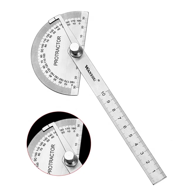 180 Degree Adjustable Protractor Stainless Steel Angle Gauge Round Head Caliper Measuring Ruler