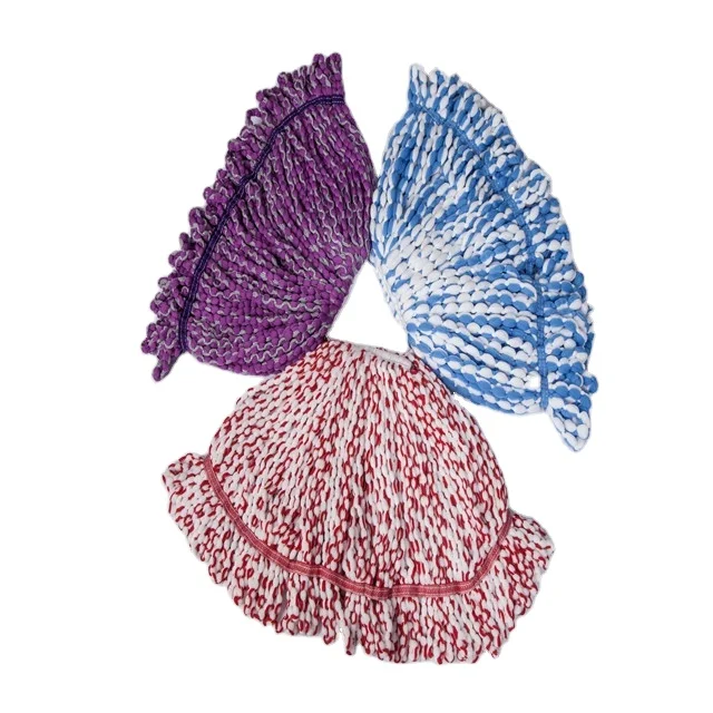 Various styles of microfiber yarn mop head dry and wet plastic mop head