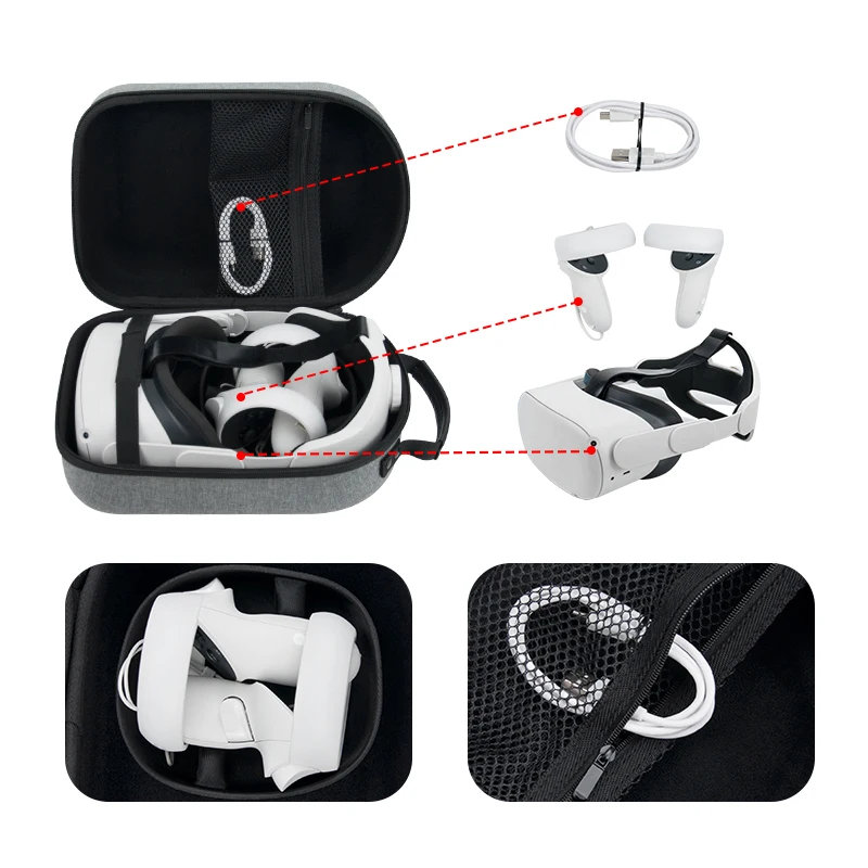 Custom Protective EVA hard case headphone protective box waterproof dustproof pouch for Oculus Quest 2 All-in-one VR Headset