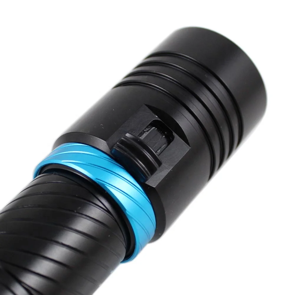 Hxj Professional Diving Flashlight DX1  T6 1500LM Rechargeable 26650 Distant Spotlight Scuba Flashlight with Strap