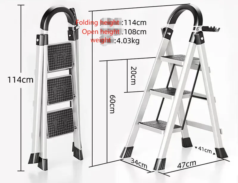 Low price DDP 3 Portable Foldable Ladders Wholesale Step Steel Ladder