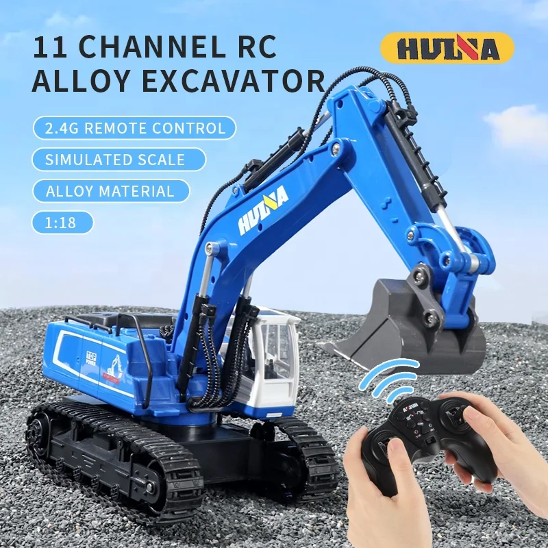 Huina 1558 1:18 alloy metal car model 3.7v 500mah battery recharge Bulldozer 11 channel excavator RC toy