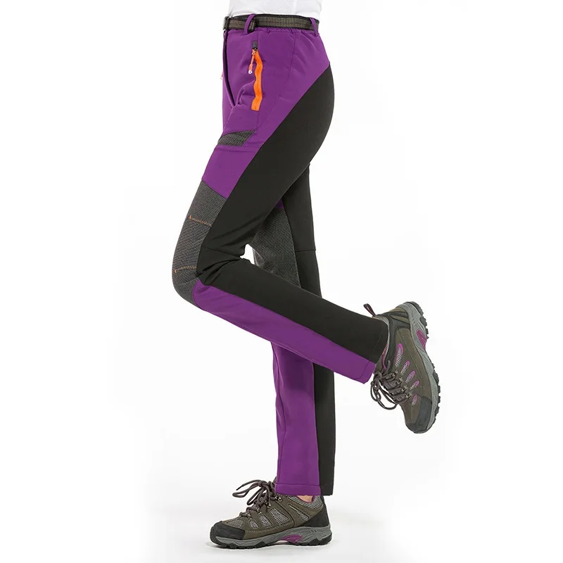 Mens Hiking Water Repellent Fleece Lined Pants Outdoor Winter Snow Windproof Trousers Thin Thick Softshell Pants