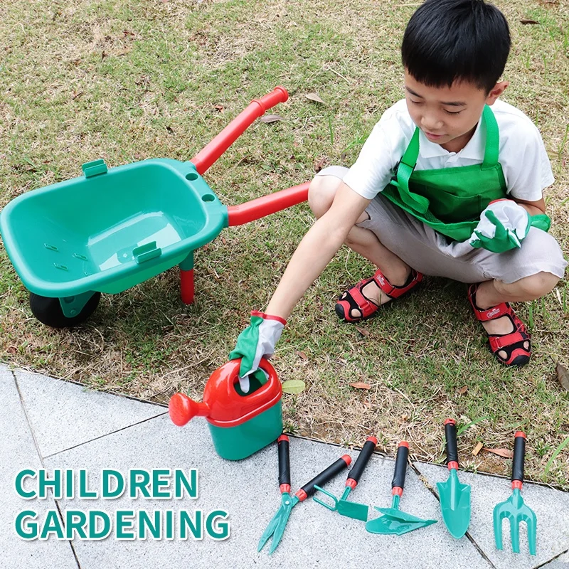 kids garden tools set, Garden Toys hand tools kit with kids Gift Wheelbarrow for kids