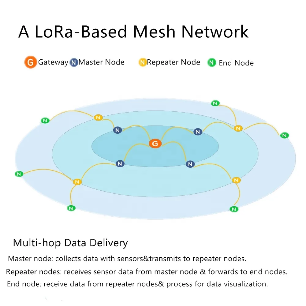 Heyuan Factory Direct Sale 433Mhz Multi-Hop Wireless Point To Point Lora Transceiver And Receiver Data Transmission Module