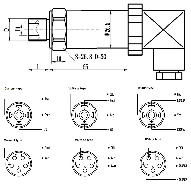 Huatian CYB4212 Oil Fuel 4-20ma Optional Stainless Steel Pressure Transmitter