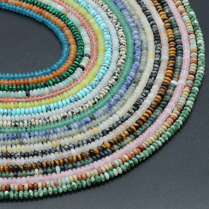 Wholesale Natural Stone 2*4mm Tiger Eye Jade Stone Abacus Beads Rondelle Gemstone Beads Rondelle Saucer Stone Beads for DIY