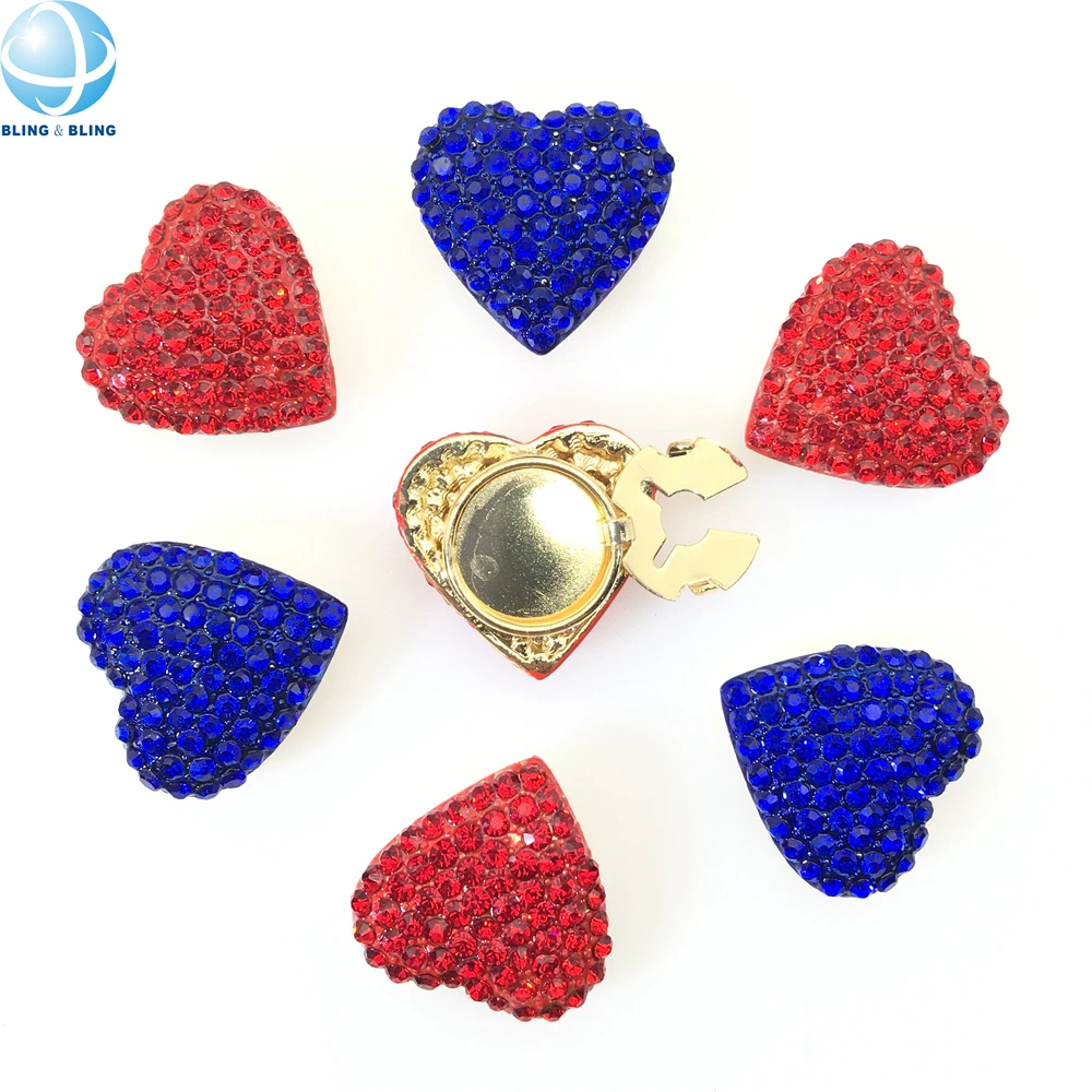 Custom Bright Red Crystal Removable Clip Over Button Rhinestone Round Button Covers For Women Shirt Blouse Cuffs Decor Accessory